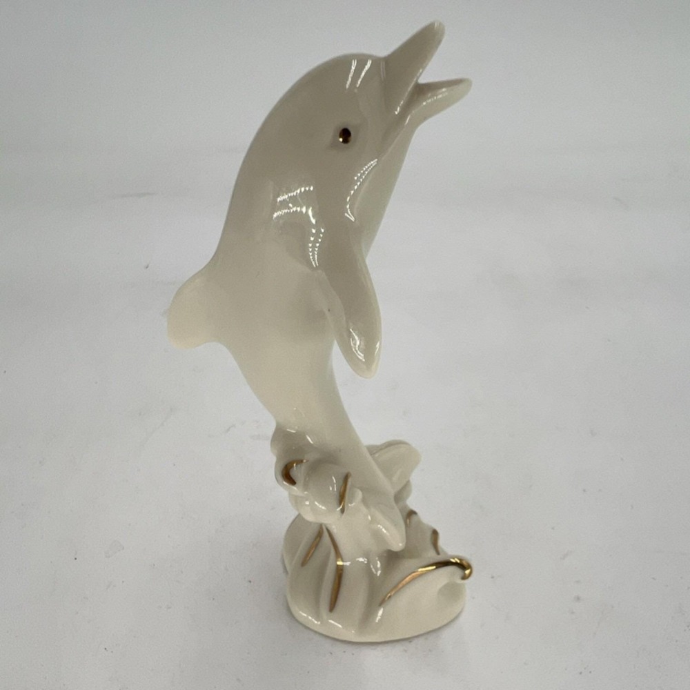 Lenox Porcelain Dolphin Figurine Handcrafted Gold Accents